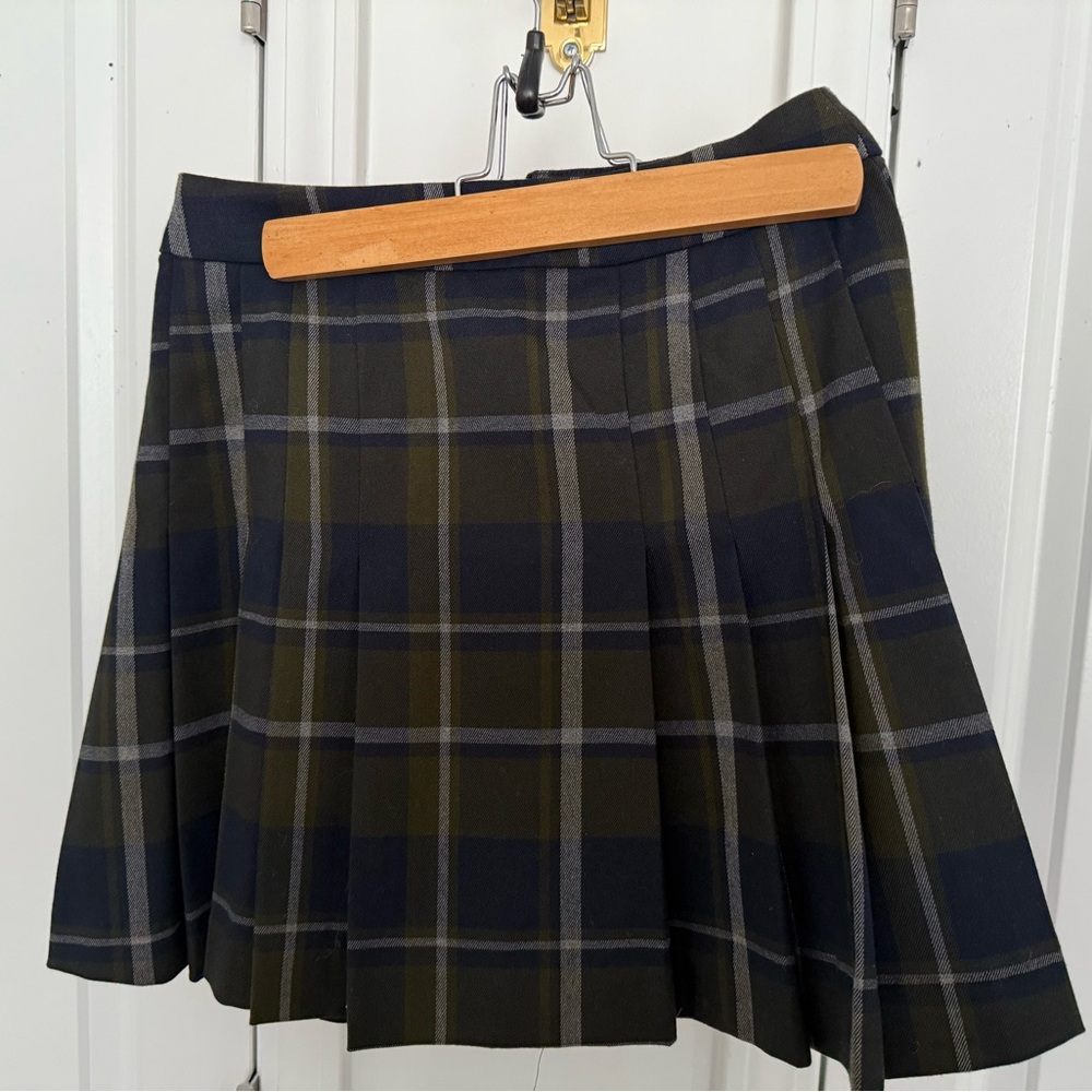 Mango Plaid Pleated Schoolgirl Miniskirt